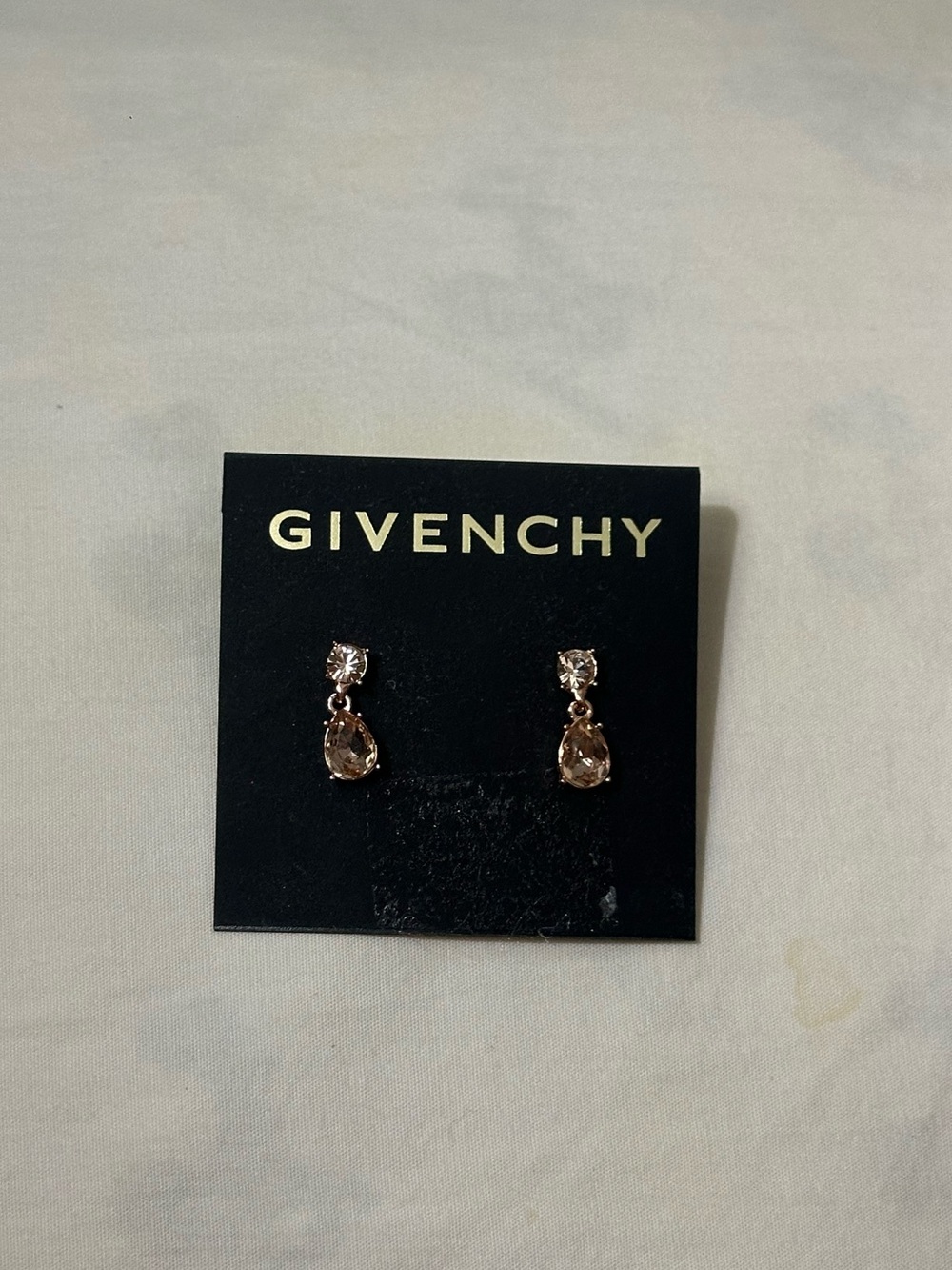 Givenchy Rose Gold Teardrop Crystal Dangle Earrings